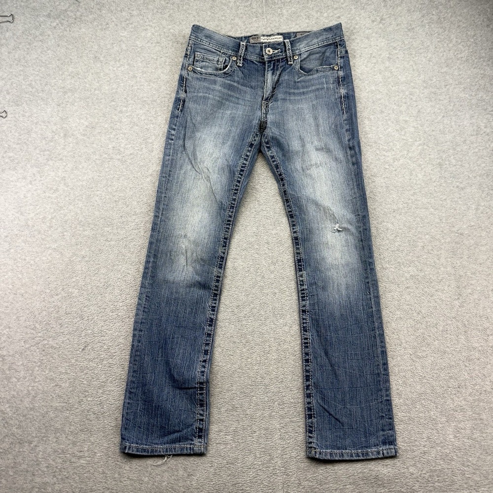 BKE Carter 30R Mens 30x32 Straight Leg Jeans Medium Wash Thick Stitch Y2k Grunge